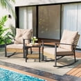 thumbnail image 4 of 3 Piece Outdoor Rocking Chairs, Outdoor Patio Furniture Set with Thick Cushion and Coffee Table, 4 of 8