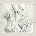 thumbnail image 2 of Robinson, Carol 26x26 Black Ornate Wood Framed with Double Matting Museum Art Print Titled - Sketchy Mother and Baby Elephant, 2 of 4