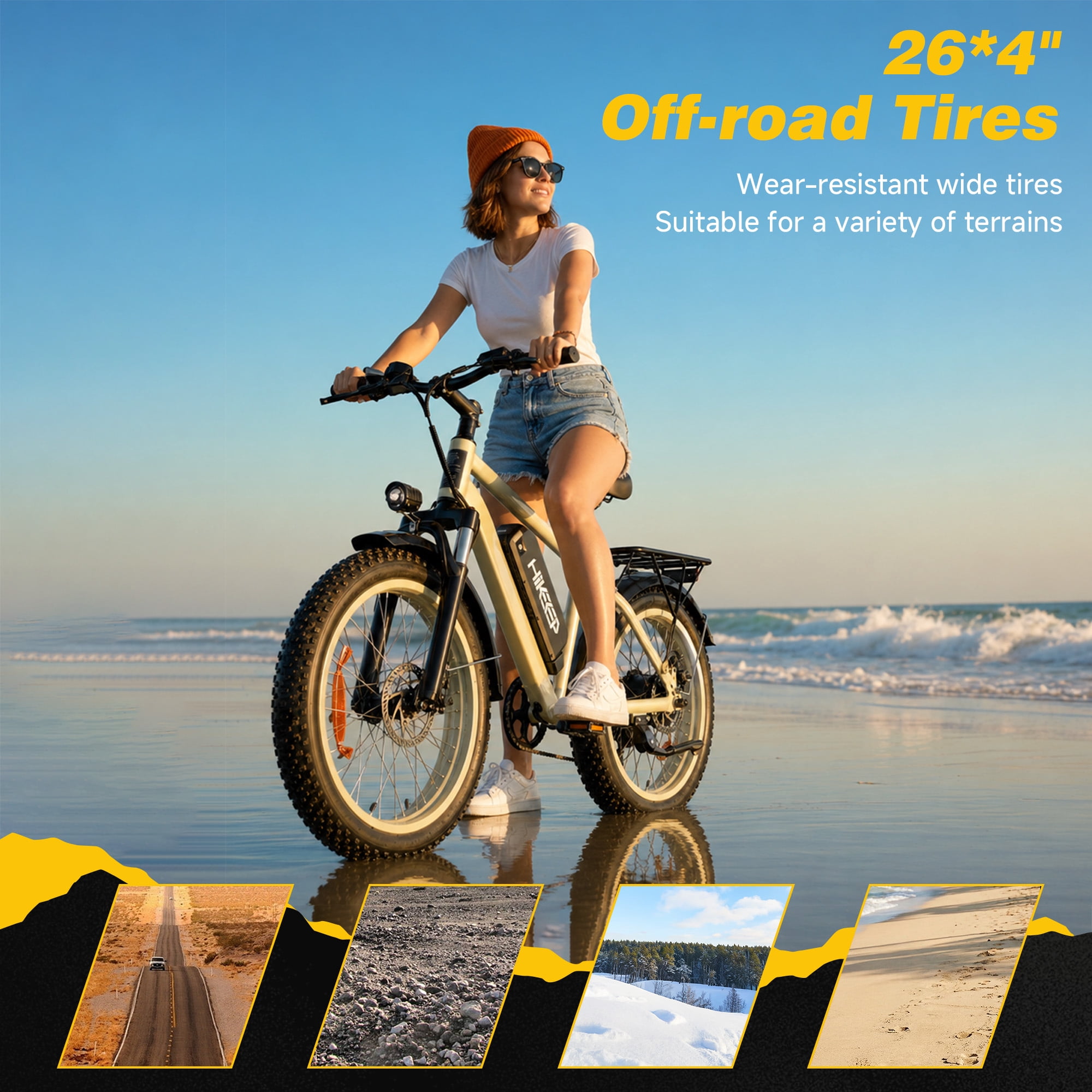 HiKeep 26" Electric Bike for Adults 1500W Peak, 48V 15.6Ah Removable Battery, 30MPH Electric Bicycle, 26x4" Fat Tire Mountain Ebike, Shimano 7 Speed, UL2849, Black