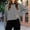 *Black, variant on ClodeEU Womens Striped Sweatshirt ,Long Sleeve Oversized Crew Neck Color Block Loose Fit Tops Yellow,Womens Plus L