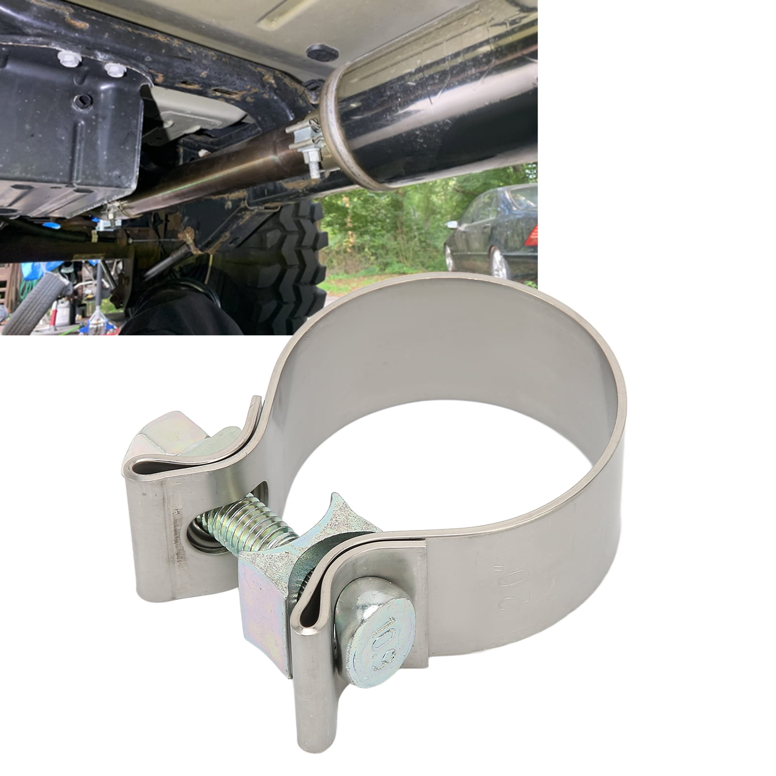 Exhaust Band Clamps, Universal Rustproof High Hardness Muffler Clamp