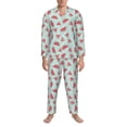 thumbnail image 3 of Fotbe Watermelon Pattern Long Sleeve Pajama Set for Men,Sleepwear Set,2-piece Loungewear Set,Soft PJs Comfy Nightwear with Pockets-XX-Large, 3 of 7