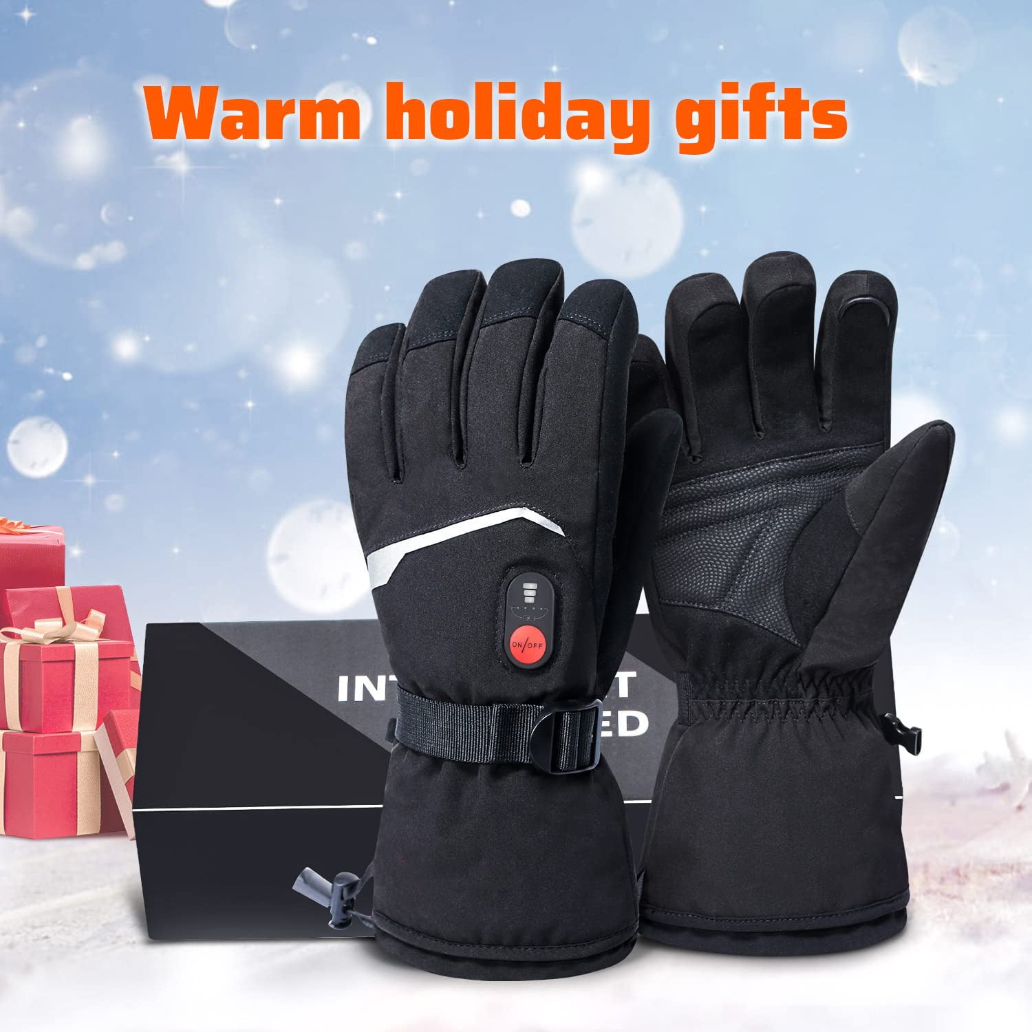 KEEPWARMING 7.4V 2200mAh Rechargeable Electric Heated Gloves for Men Women, Gloves Hand Warmer for Skiing, Snowboarding, Skating, Camping Hiking Running