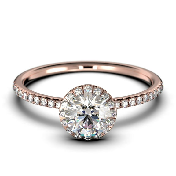 Art Deco 1.50 Carat Round Cut Diamond Moissanite Engagement Ring Wedding Ring in 10k Solid Rose Gold, Gift For Her, Feminine Gift, Promise Ring, Anniversary Gift
