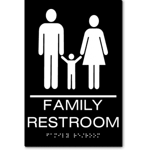 

California FAMILY RESTROOM Wall Sign-Black / White (4 Units)