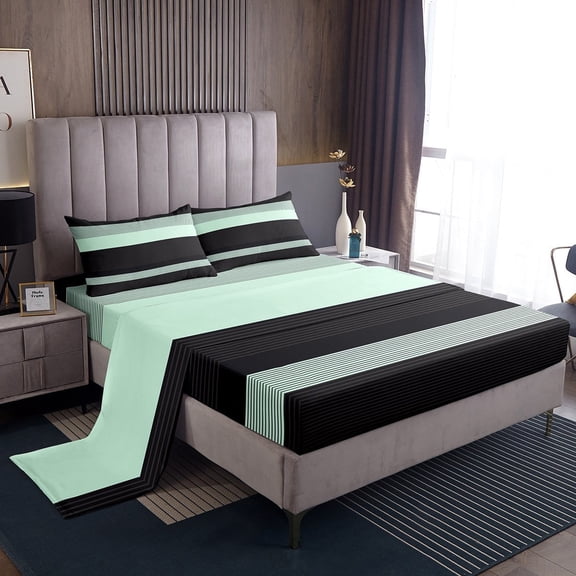 Erosebridal Abstract Lines Sheet Set Twin,Geometric Stripes Bedding Sets Twin Size,Geometry Lines Twin Sheet Sets,Lightweight Teens Bedroom Decor,3pcs