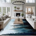 thumbnail image 3 of 6'x9' Area Rugs, Forest Turquoise Indoor Outdoor Area Rug for Living Room Bedroom, Retro Trees Silhouette Landscape Washable Bathroom Rugs Kitchen Floor Carpet Mats Home Decor Aesthetic, 3 of 8