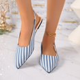 thumbnail image 5 of Purcolt Womens Stripes Canvas Slingback Flats Dressy Casual Pointed Toe Slip On Ballet Shoes Comfort Soft Sole Dress Shoes with Elastic Ankle Strap, 5 of 9
