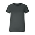 thumbnail image 4 of Dark Gray XL WIZUTIZ Short Sleeve Shirts for Women up to 50% Off Casual Plain Retro Fluffy Tops Solid Oversize Short Sleeve Tshirts Plus Crew Neck Shirts Tunics Trendy Tee Athletic Ladies Tshirt T-sh, 4 of 5