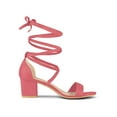 thumbnail image 3 of BLISSFUL STEP Women's Shoes Lace-Up Chunky Heel Open Toe Cross Strap Sandals Watermelon Red 5, 3 of 8