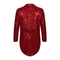 thumbnail image 2 of vastwit Boys Sequin Tailcoat Classic Fit Tuxedo Suit Jacket Dinner Party Show Swallow-Tailed Coat Burgundy 14, 2 of 7