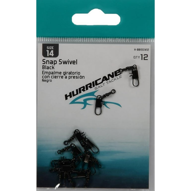 Hurricane Snap Swivel Fishing Tackle, Black, Size 14, 12-pack
