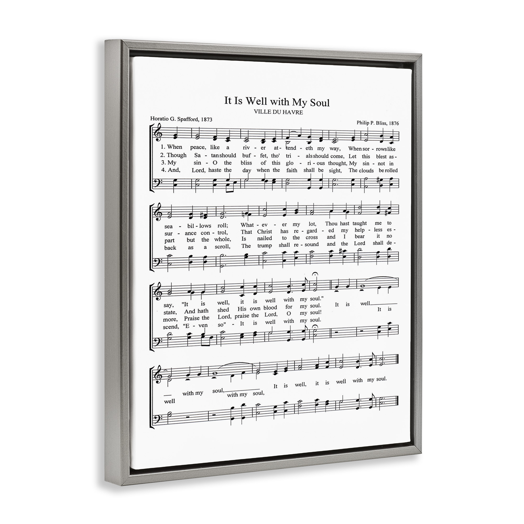 Stupell Industries Well With My Soul Sheet Music Beauty & Fashion Painting Gray Floater Framed Canvas Art Print Wall Art, 17 x 21
