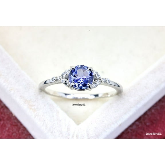 Natural Blue Tanzanite 925 Sterling Silver Ring,Engagemant Ring, Birthstone Rings for Women, Gift For Her