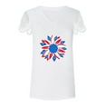 thumbnail image 5 of OAVQHLG3B Summer Tops for Women 4th of July Outfits for Women Patriotic ShirtsWomen's Summer V-neck Independence Day Printed Tops T-Shirts Casual Lace Short Sleeve Blouse, 5 of 7