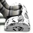 thumbnail image 3 of Black and White Foot Rest, Ornate Umbrella with Minimalist Stripes and Floral Features Art, Non-Slip Backing Adjustable Ergonomic Memory Foam Leg Support for Office, Black White, by Ambesonne, 3 of 5