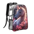 thumbnail image 3 of Kdxio Flower White Horse Clear Backpack, Transparent Bookbag for School for Women Men, Capacity Clear Bag for College, Travel, 3 of 7