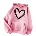 thumbnail image 3 of Viadha Women's Sweatshirts Hoodie Long Sleeve Lightweight Hooded Sweatshirts Fall Tops Heart Pattern Printed Fashion Jacket Coat with Pockets, 3 of 4