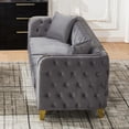 thumbnail image 4 of 81" Chesterfield Velvet Sofa, Button Tufted w/ Gold Legs, Living Room,Grey, 4 of 9
