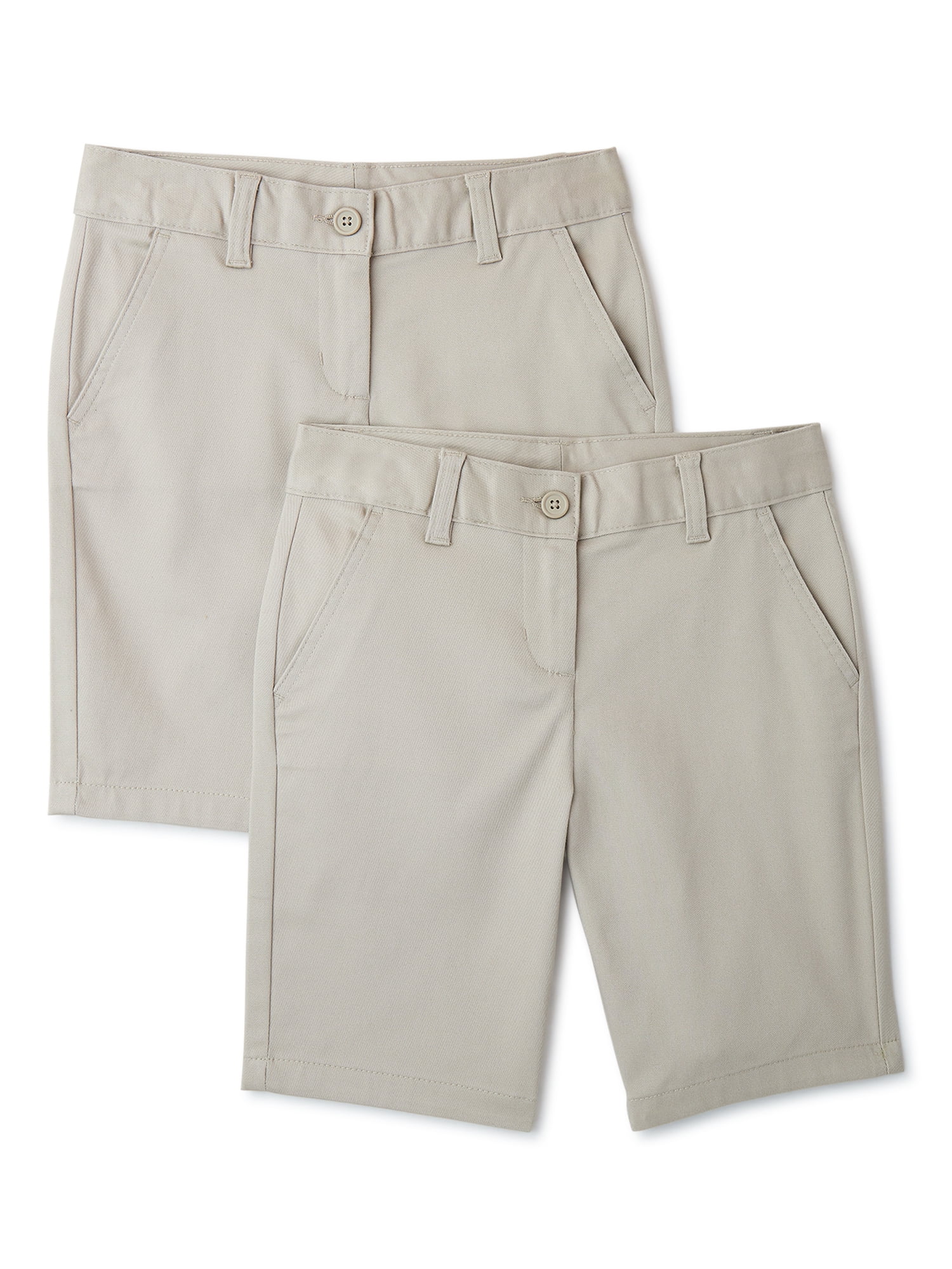 2 Pack Khaki Bermuda Shorts U.S Girls' School Uniform Polo Assn 