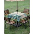 thumbnail image 4 of Outdoor Tablecloth with Umbrella Hole for Patio/Picnic/Party/Camping, Turquoise Jellyfish Coastal Waterproof Table Cloth Square Cover Washable, Summer Ocean Seaweed Rustic (54"x 54"), 4 of 8
