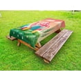 thumbnail image 1 of Fantasy Outdoor Tablecloth, Fantasy Teapot and Cup Houses Wonderland Theme Meadow Teatime Happiness Artwork, Decorative Washable Fabric Picnic Table Cloth, 58 X 84 Inches,Pink Green, by Ambesonne, 1 of 2