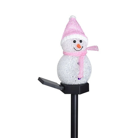 

Solar Christmas Snowman Ground Inserted Lamp Outdoor Garden Decoration Landscape Lawn Lamp YellowRedPurpleBlue