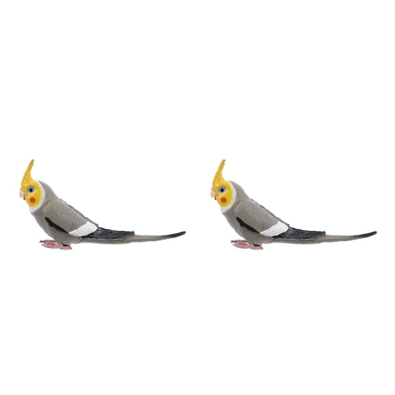Masteelf 2pcs Simulation Cockatiel Parrot Model Realistic Bird Figurine Artificial Parrot Toy Realistic Parrot Models Artificial Mini Garden Bird Statue Garden Decoration