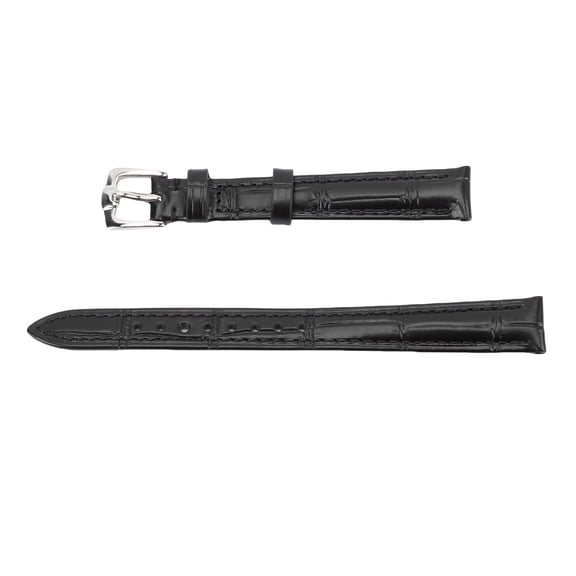 Leather Watch Band Replacement Strap Waterproof Crocodile Pattern Wristband Black 12x10mm Fits Standard Spring Bars Universal Bracelet