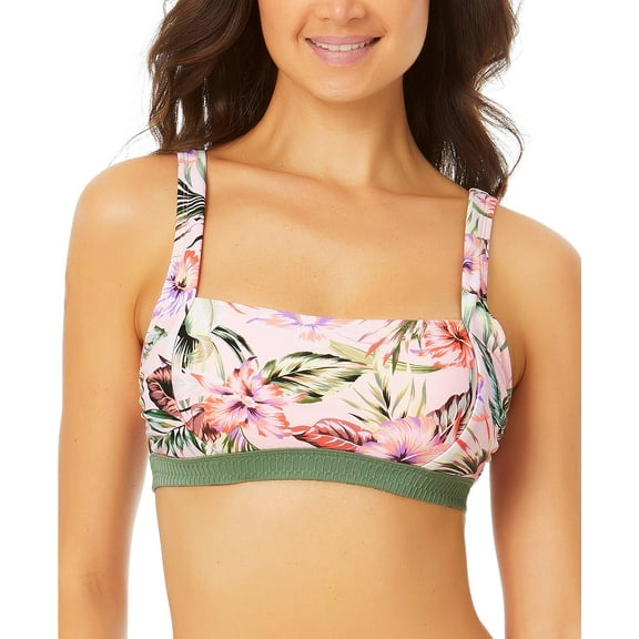 California Waves MULTI Juniors' Contrast-Band Bralette Bikini Swim Top, US Small