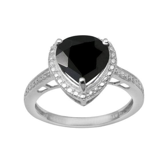 Mooneye 10mm Heart Shape Black Spinel 925 Sterling Silver Solitaire Women Valentines Day Gifts Ring