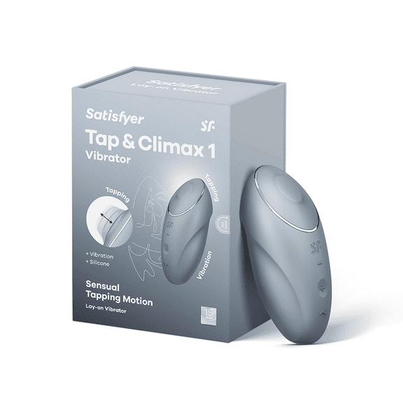Satisfyer Tap & Climax 1 | Lay-on Vibrator | Clitoral Stimulation | 11 Vibration & Tapping Settings | Waterproof (IPX7) | Rechargeable Battery | Skin-Friendly Silicone (Blue-Grey)