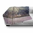 thumbnail image 3 of Modern Soft Flannel Fleece Throw Blanket, New York City Usa Landscape from Roof Apartment Balcony Photograph Image, Cozy Plush for Indoor and Outdoor Use, 60" x 80", Grey White and Pink, by Ambesonne, 3 of 6