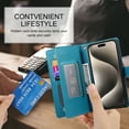 thumbnail image 5 of Dteck Zipper Wallet Crossbody Case for iPhone XS Max,Magnetic Leather Case Built-in Card Slots/Cash Pocket Shockproof Kickstand Cover with Shoulder Strap/Wrist Strap,Blue, 5 of 6