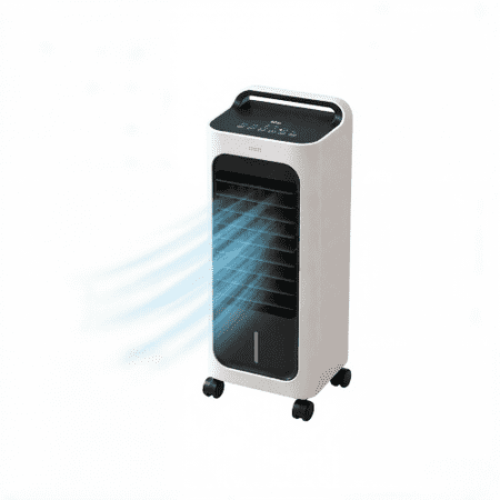 26" Evaporative Air Cooler, 3-In-1 Ice Cooling Fan, Portable Air Conditioner with Ice Packs, Water Tank, Timer, 90° Oscillating, Remote, for Home Office, Bedroom, White
