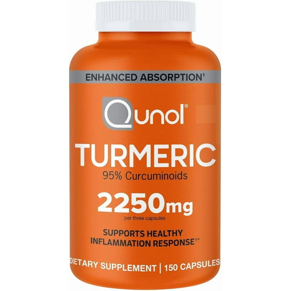 Qunol Turmeric Curcumin with Black Pepper, 2250mg Turmeric Extract with 95% Curcuminoids, 150ct