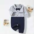 thumbnail image 4 of VERUGU Baby Romper British College Style Fashion Jumpsuit Fall Winter Gentleman Long Sleeve Lapel Outdoor Onesie Gray 12M, 4 of 6
