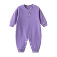 thumbnail image 3 of TGPMGRZ Baby Boy Girl Romper Knit Striped Solid Long Sleeve One Piece Jumpsuit Clothes Purple 9-12 Months, 3 of 3