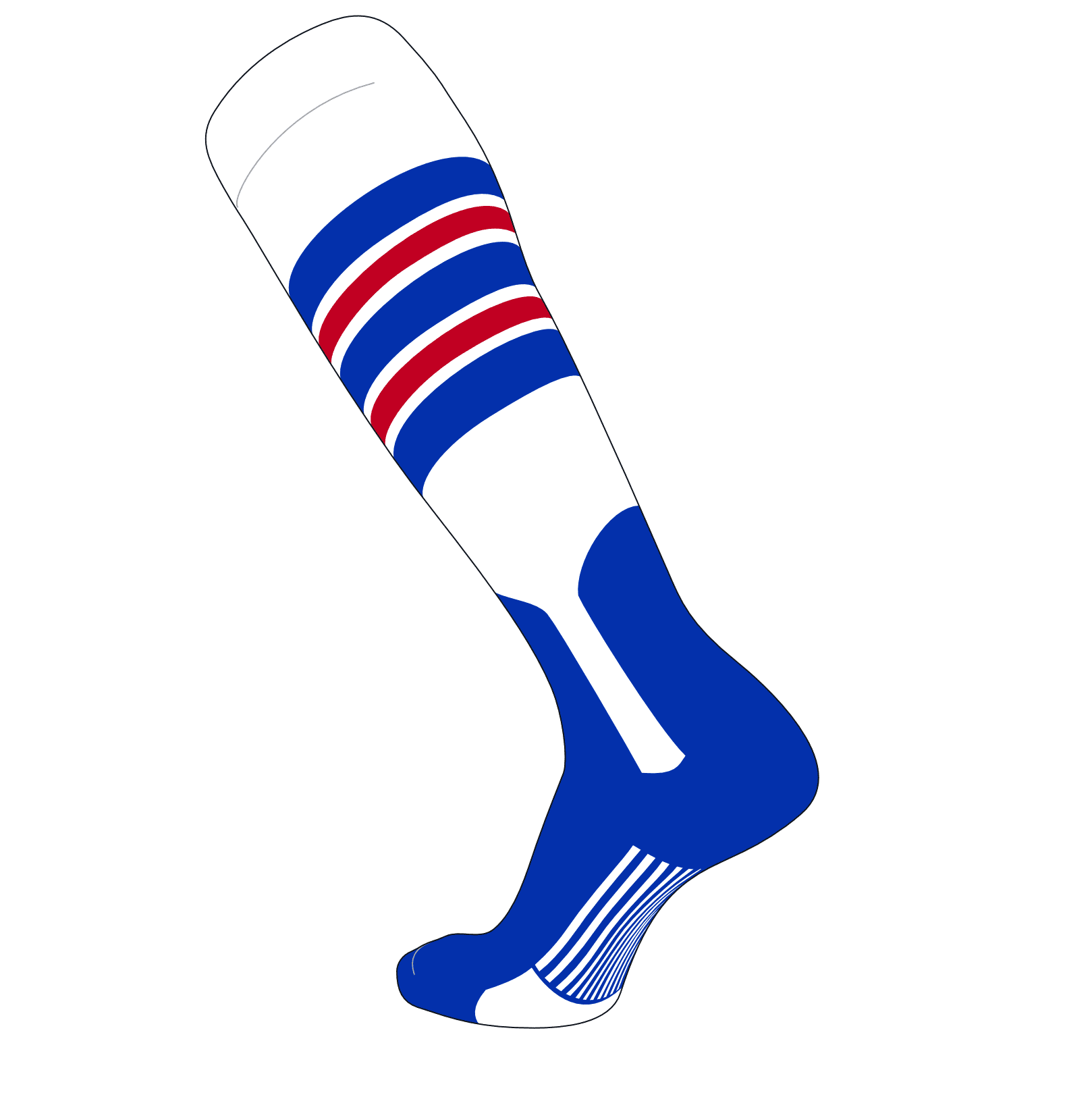 TCK Elite Baseball Knee High Stirrup Socks Baby Blue F, 7in Navy White 