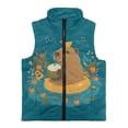 thumbnail image 4 of Xoenoiee Capybara Orange Duck Music Note Print Girls Polar Fleece Zipper Vest Kids Sleeveless Stand Collar Jacket Outerwear with Pockets for Travel Sports Running, 2T, 4 of 7
