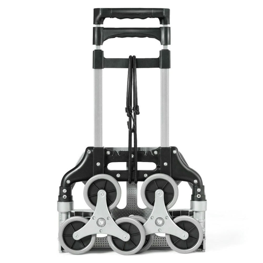 Topcobe Portable Folding Stair Climbing Hand Truck, Portable Kitchen Carts on Wheels with Storage, Black