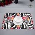 thumbnail image 3 of MKHERT Roses Flower Floral on Zebra Background Placemats Table Mats for Dining Room Kitchen Table Decoration 12x18 inch,Set of 4, 3 of 4