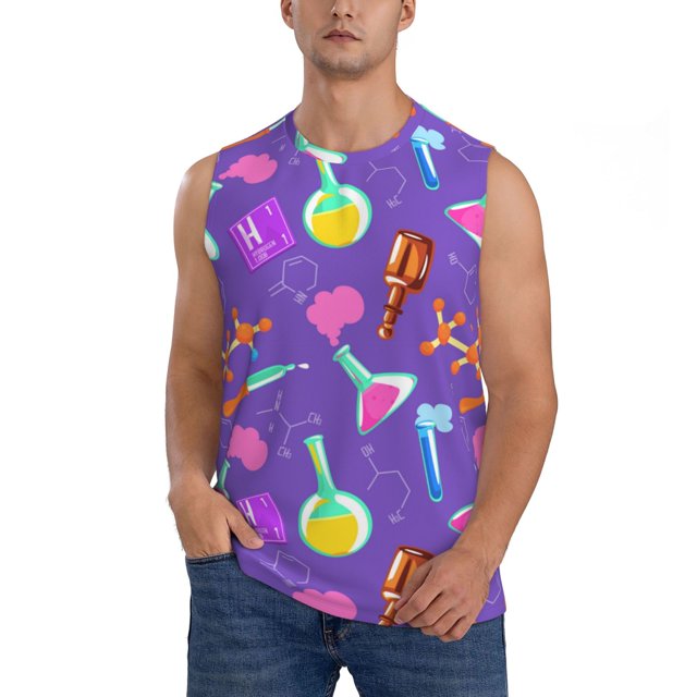 Fotbe Chemistry Tools Men's Camiseta sin Mangas Estampada para Hombres, Playera Casual para Gimnasio, Entrenamiento, Playa-3X-Large