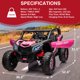 thumbnail image 4 of QinaQin UTV eléctrico infantil de 24V para 2 pasajeros, vehículo 4x4 con control remoto, asientos tipo piel, 4 amortiguadores, luces y música para paseos más cómodos, 4 of 8