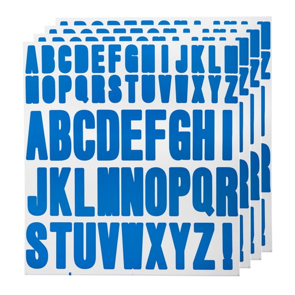 Uxcell 4 Sheets Letter Stickers Vinyl Letters 9.1'' x7.7'' for Indoor Outside Sticker Decal Blue