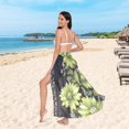 thumbnail image 6 of FORMRS Womens Long Sarong Beach Wrap Semi-Sheer Bikini Skirt Bathing Swimsuit Cover Up, Green Flowers, 6 of 7