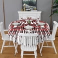 thumbnail image 2 of Red Christmas Pattern Round Tablecloth 60"x60",Wrinkle Wipeable Table Cloth for Kitchen Dining Room Picnic Patio Party, 2 of 6