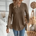 thumbnail image 5 of Babysbule Womens Hoodless Sweatshirt Casual Long Sleeve Lightweight Crewneck Pullover Loose Hem Fall Fashion Tunic Tops, 5 of 6