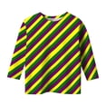 thumbnail image 3 of lnmuld Girls Cute Summer Tops Carnival Print Split Sleeve Round Neck Loose Fit Casual Tee Top for Kids Playful Comfortable Childrens Shirt Color:Yellow,Size:8-9 Years, 3 of 5