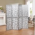 thumbnail image 2 of Roundhill Furniture Giyano Rice Paper/Wood 4-Panel Screen Room Divider in Sliver, 2 of 6